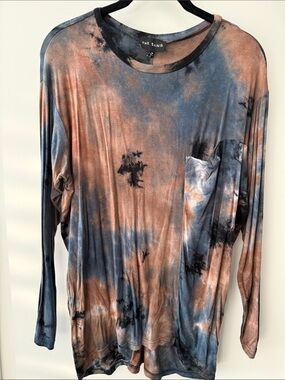 The Sang Tie-Dye Long Sleeve Pocket Tee - Blue & Rust